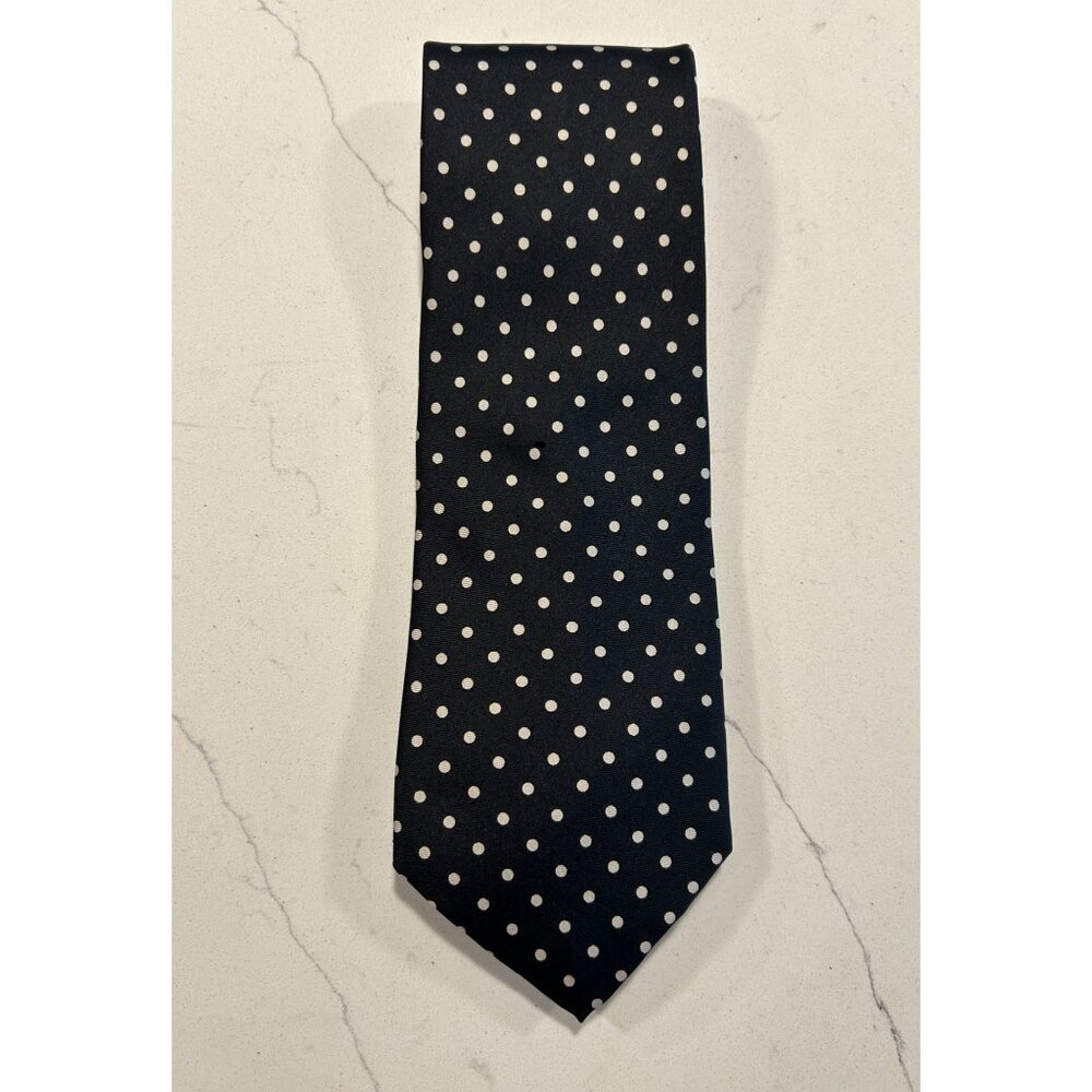 Placenza 100% Silk Polka Dot Necktie in Black / White